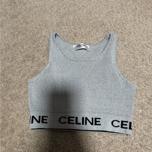 Celine Light Gray Ribbed Crop Top